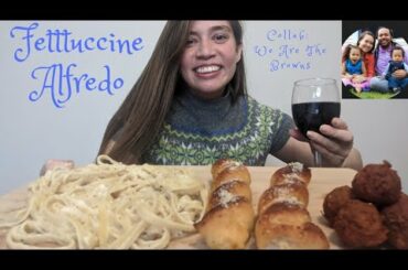 Italian Food Mukbang! Collab w/ We Are The Browns | Fettuccine Alfredo | Big Bites | Creamy Sounds