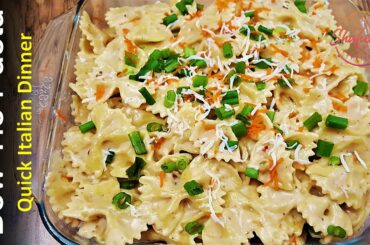 How to Cook BowTie Pasta with Creamy Garlic Sauce in 10 Minutes II Quick Italian Dinner Recipe