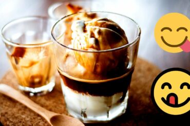 how to make italian affogato ice cream with coffee for dessert.  It tastes delicious #shorts