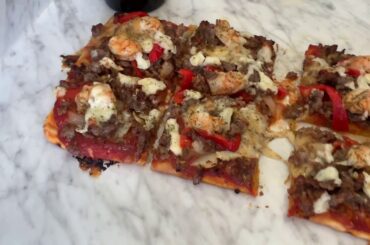 The BEST HOMEMADE SAUSAGE & SHRIMP PIZZA #shrimp #pizza #homemade #homecooking #food #italy