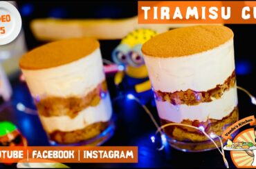 Tiramisu Cup | Vandus Kitchen | Easy No Bake Eggless Italian Cheese Dessert Recipe Malayalam English