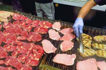 Italy Street Food. Angus, Tenderloin Beef, Pork Skewers, Sausages and More Food