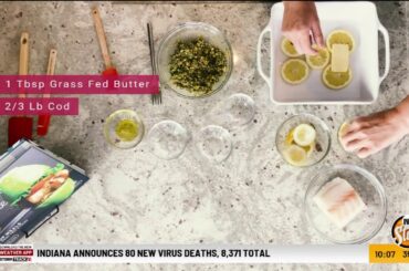 Pistachio Crusted Cod & Italian Meatballs with Tomato Cream Sauce