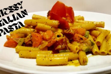 how to make best simple and easy Chessy creamy italian vegetable pasta with chef Bradley