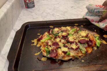 HOMEMADE CIRCLE B SMOKED SAUSAGE & SHRIMP PIZZA #diy #pizza #cheese #homemade #cooking