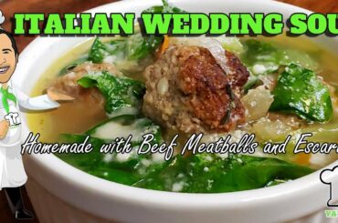 Italian Wedding Soup Recipe with Pan-Fried Beef Meatballs and Escarole. Ya'Eat Soup?.