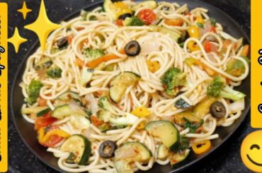 Chilli Garlic Spaghetti with Exotic Veggies || Italian Spaghetti Recipe