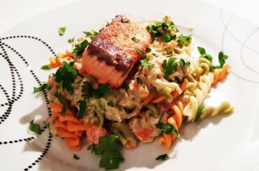Salmon Pasta Vegetables Recipe! Great Version! Italian Kitchen !