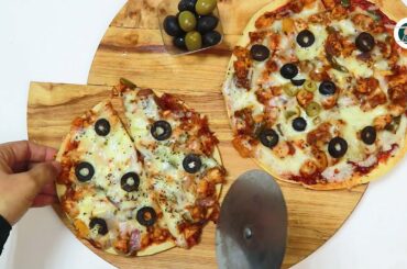 Pan Pizza | chicken pizza | thin chicken pizza recipe by Food Tech