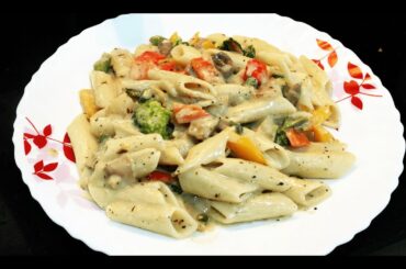 Creamy Restaurant Style White Sauce Pasta - Simple Easy Pasta Recipe - Italian Alfredo Pasta Recipe