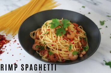 Shrimp Spaghetti With Lemon Garlic and White Wine Sauce | How To Make Healthy Shrimp Pasta