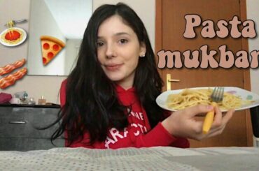 CARBONARA LIKE PASTA MUKBANG -ITALIAN FOOD (check description before you comment,karen/Jim)