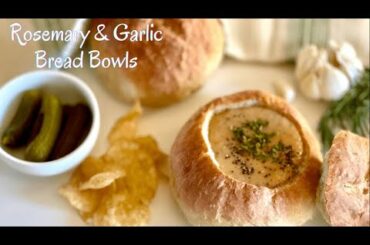 Easy No Knead Italian Bread Bowls | Homemade Garlic And Rosemary Bread Bowls Recipe