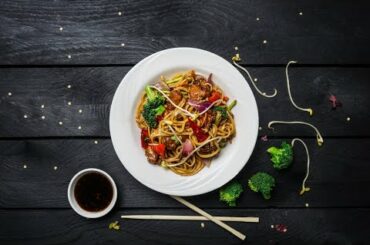 Stirring Noodles in Wok