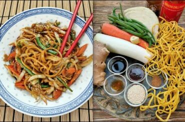 Stir-fried vegetable 5-spice noodles. Easy fried noodle recipe.
