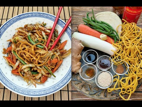 Stir-fried vegetable 5-spice noodles. Easy fried noodle recipe. Stir-fried vegetable 5-spice noodles. Easy fried noodle recipe.