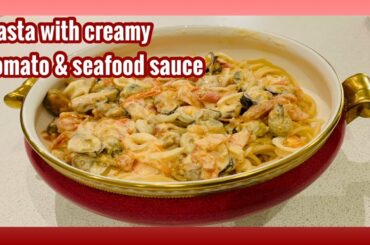 Spaghetti pasta with creamy seafood tomato sauce/ Cooking with mom/Filipino cooking Italian