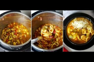 Instant Pot Minestrone Soup | Olive Garden Style Classic Italian Minestrone Soup #VeganSoup