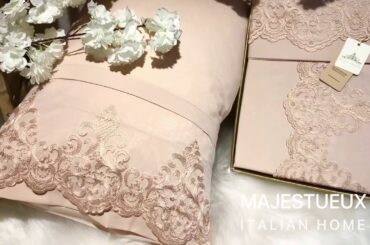 MAJESTIC ITALIAN HOME ARZU EMBROIDERED LACE DUVET COVER SET