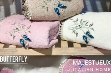 MAJESTIC ITALIAN HOME BUTTERFLY EMBROIDERED 3D TOWEL SET