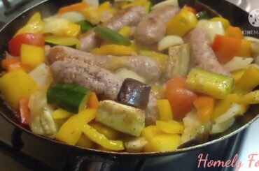 The Sausages with Vegetables (Italian Food)