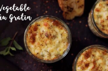 Vegetable Au Gratin | Baked Veg Au Gratin Recipe | Vegetable Cheesy Bake Recipes