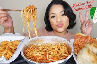 ITALIAN FOOD MUKBANG! Spaghetti With Meat Sauce, Parmesan Cheese Fries, Pizza, Garlic bread