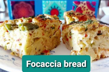 Focaccia bread recipe | No knead bread at home | Italian bread recipe | Stuffed bread recipe