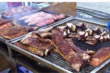 Italy Street Food. Beef Tenderloin, T-Bone Steak, Grilled Meat, Fried Seafood, Cheese, Pasta