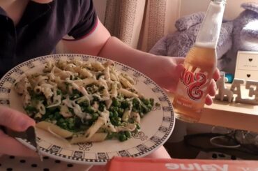 ASMR Italian food and beer eating sounds, no talking