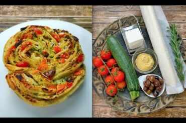 Puff-Pastry recipe. Angelica di sfoglia salata- savoury Italian puff-pastry plait with zucchini