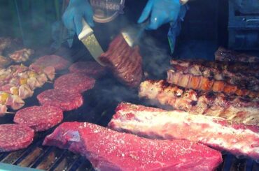 Italy Street Food. Huge Grills. T-Bone Steaks, Burgers, Ribs. Raw Ham, Pizza, Farinata and more