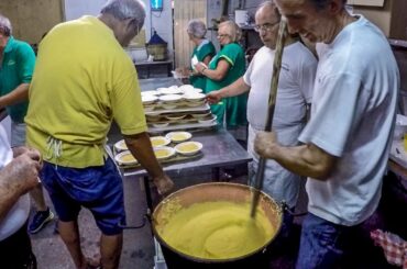 Wild Boar Meat with Corn 'Polenta'. Italy Street Food