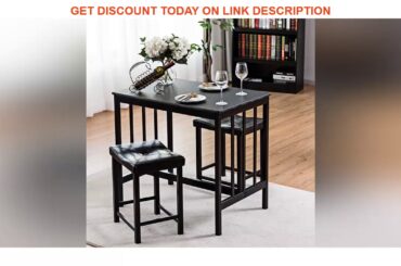 Costway 3 PCS Modern Counter Height Dining Set Table And 2 Chairs Kitchen