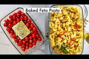 TikTok Viral Baked Feta Pasta Recipe - Tomato Feta Pasta (ASMR)