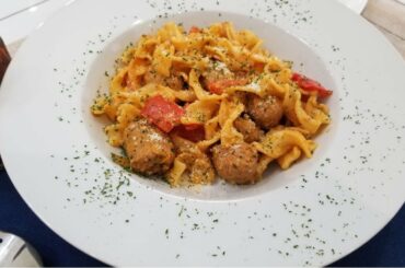 Sausage & Peppers | Egg Noodles with Sausage Peppers and Onion