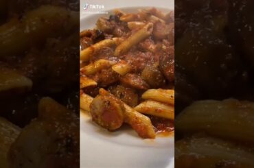 Penne Pasta with Sausage, Mushrooms & Marinara! #italianfood #pasta #sausage #foodie #restaurantlife