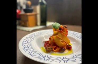 Pappardelle olive taggiasche, basilico e alici / 30 seconds recipe cooking with GoPro #shorts #pasta