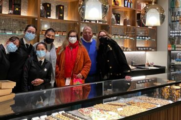 Romina Power shows Daryn Hinton '300 Mila Lounge Lecce Italy'  pastries, chocolates, alcohol, sushi.