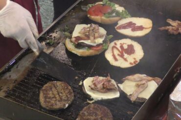 Italy Street Food. Burgers, Skewers, Roasted Pork, Melted Cheese, Fried Pizza, Sweets