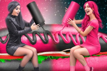 Black vs Pink Food Challenge