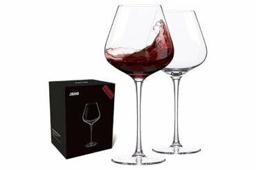 Hand Blown Italian Style Crystal Burgundy Wine Glasses - Lead-Free Premium Crystal Clear Glass - Se