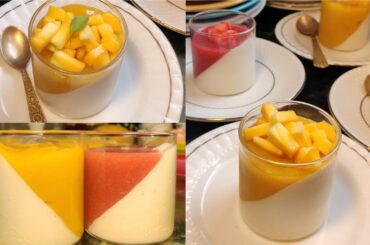 Mango & strawberry panna cotta Recipe | Italian dessert #foodzeee