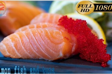 Italian Food Cutting Skill in our kitchen (salmon fish, tuna, fresh fruit)