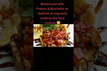 The best Barramundi with Prawns on Asparagus served with Bruchetta #shorts #italy #food #fish #prawn