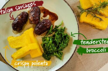 Italian sausages with crispy polenta and tenderstem broccoli