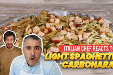 Italian Chef Reacts to LIGHT SPAGHETTI CARBONARA Disaster