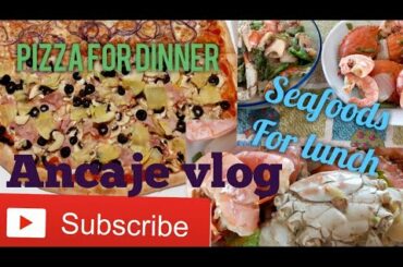 (Italian ) Pizza for dinner Filipino foods for lunch ( mix seafoods with coconut milk )
