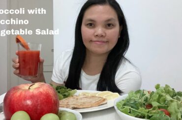 1st mukbang Vegetable Salad Fried Tacchino Brocoli (Italian Food)