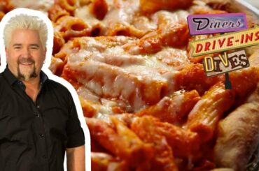 Guy Fieri Tries Baked Ziti PIZZA | Diners, Drive-Ins and Dives | Food Network